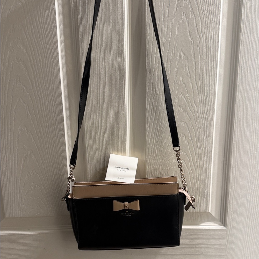 kate spade Black & Taupe Bow Accent Crossbody Bag